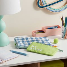 Help your kid keep their stationery and other essentials organized with the 2-Pack Houndstooth and My Stuff Gifting Pouch Set from Pillowfort™. This pack of two pouches includes one pouch covered with houndstooth print and one in green with the text "My Stuff" for a personalized touch. Designed with zipper closures, the pouches can also be carried in a bag. Glitter Envelopes, Denim Clutch, Pillow Fort, My Stuff, Envelope Clutch, Travel Kits, Fabric Names, The Pouch, Girls Accessories