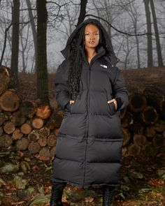 Black Pepper Long Utility Puffer - KIN Apparel Protective Hair, Long Puffer Coat, Long Puffer, Fashion Wishlist, Style Mistakes, Cropped Style, Shiny Hair, Hooded Coat, Big Hair