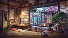 Anime Houses, Japan Room, Anime House, Japanese Style House, Traditional Japanese House, Anime Places, Yangzhou, Scenery Background, Aesthetic Japan