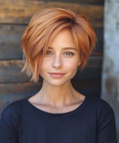 Chic Layered Pixie with Fall Hair Colors Copper Blonde: Autumn Edge ✂️ Copper Blonde Pixie, Cowboy Copper Pixie, Short Copper Hair Pixie Hairstyles, Blonde Autumn, Hair Colors For Fall, Coco Hair