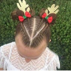 Just Looking At These cute Holiday Hairstyles Will Fill You With Christmas Cheer. Childrens Hairstyles, Girl Hair Dos, Wacky Hair, Toddler Hair