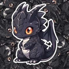 Cute Black Dragon Sticker - Turbo Vinyl Dragon Character Art, Dragon Cute Art, Cute Dragon Art, Dragon Stickers, Cute Dragon Drawing, Dragon Sticker, Dragon Lover