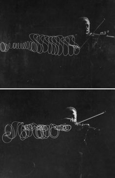 two black and white photos with writing on them, one has a violin in it