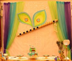 a decorated stage set up for a musical performance