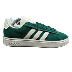 Adidas Grand Court Alpha Collegiate Green White Gold Shoes Id8853 Women's Size 11 Shoes Are New And Unworn, However The Back Of Heel Insert Has Minor Green Stain From Green Suede Fabric. Please See Photos For A Full Description. Adidas Green Lace-up Skate Shoes, Green Adidas Synthetic Skate Shoes, Adidas Green Synthetic Skate Shoes, Adidas Grand Court Alpha, White And Gold Shoes, Size 11 Women Shoes, Adidas Grand Court, Gold Shoes, Suede Fabric