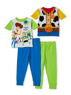 Disney Toy Story Buzz Lightyear Woody  4 PC Short Sleeve Cotton Tight Fit Pajama Set  Boy Size 3T, 4T Buzz Lightyear Costume, Flannel Coat, Kids Flannel, Comfy Pjs, Halloween Long Sleeve, Cotton Sleepwear, Plaid Pajamas, One Piece Pajamas, Star Shirt