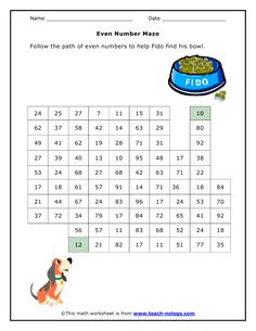 a worksheet showing the number maze for dogs