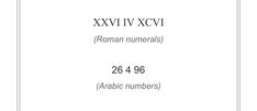 the roman numerals and arabic numbers are shown in this book, which is printed on