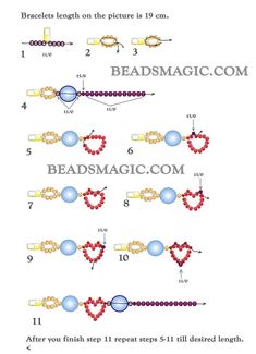 the diagram shows how many different types of beads are arranged in order to make it look like