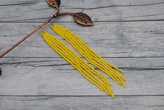 Seed bead earrings Yellow earrings Beaded earrings Yellow fringe earrings Long yellow earrings Beaded statement earrings Beadwork earrings Ombre Fringe Earrings, Beaded Projects, Beadwork Earrings, Beaded Earrings Native, Beadwork Necklace, Brown Earrings, Native Beadwork, Bead Crochet Rope, Hippie Earrings