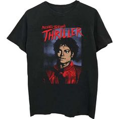 michael jackson's t - shirt with the title, thrilr on it