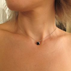 Minimalist Onyx dainty necklace for her. Beautiful solitaire necklace, gorgeous black diamond crystal jewelry. Gift necklace for her birthday. This amazing minimalist style necklace is handcrafted of high quality Sterling silver and a cubic zirconia, black or clear.  The dainty necklace is perfect to any style!  A beautiful gift idea for her to any occasion! Features: - High quality guaranteed - Bird necklace - Chain necklace - Gift for her - Gift wrapping Details: Sterling Silver Size - 14 inch Soundwave Jewelry, Diamond Circle Necklace, Black Pendant Necklace, Copper Chain Necklace, Dainty Choker Necklace, Black Diamond Necklace, Black Diamond Solitaire, Black Diamond Studs, Solitaire Necklace