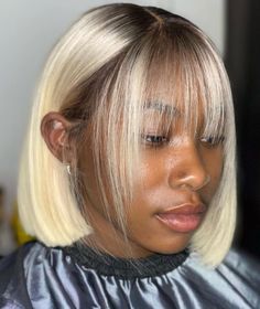 White Blonde Bob, Blonde Bob With Bangs, Relaxed Hairstyles, Black Bob Hairstyles, Short Blonde Bobs, Blonde Bangs, Blonde Bob Hairstyles, Black Bob