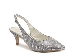 Silver Fitted Slingback Pumps For Party, Silver Slingback Pumps For Evening, Silver Fitted Slingback Pumps For Formal Occasions, Silver Fitted Slingback Pumps For Formal Events, Silver Slingback Pumps With Rhinestones For Evening, Silver Rhinestone Slingback Pumps For Evening, Elegant Silver Slingback Pumps For Night Out, Silver Rhinestone Slingback Pumps For Party, Glamorous Silver Slingback Pumps For Prom