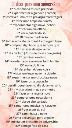 a poem written in spanish on a pink background with flowers and the words 30 dias para