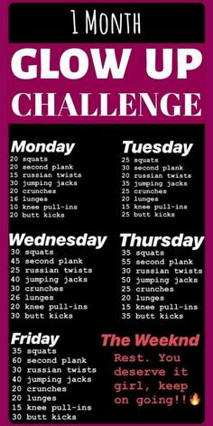 a pink and black poster with the words glow up challenge