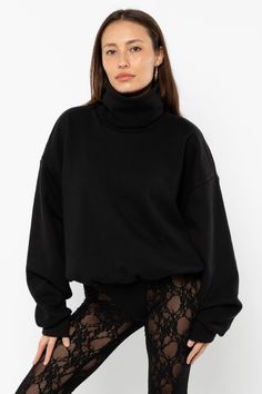 HF-313 - Heavy Fleece Oversized Turtleneck Sweater with Contrast Rib – Los Angeles Apparel Leftover Rolls, Los Angeles Apparel, Oversized Turtleneck Sweater, Oversized Turtleneck, Turtleneck Sweatshirt, Riding Pants, White Charcoal, Ribbed Turtleneck, Chocolate Color