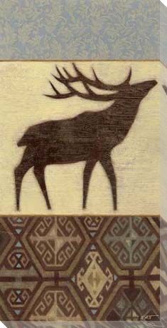 a painting of a deer with antlers on it's back