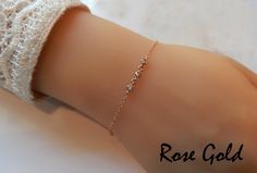 WEDDING BRACELET / CZ DIAMOND BRIDESMAID GIFT One of our very dainty and popular CZ designs now on a bracelet! ✦ Gold Filled, Sterling Silver or Rose Gold Filled ✦ (3) CZ Charms Matching necklace also available: https://www.etsy.com/listing/238540203 * * * * * * * * * * * * * * * * * * * * * * * * * PACKAGING * * * * * * * * * * * * * * * * * * * * * * * * * All orders are sent packaged in a jewelry box - ready to be gifted! Upon request, we can also include a note card with your own personal me Delicate Rose Gold Bracelets For Bridesmaids, Minimalist Hand-set Diamond Bracelet As Gift, Elegant Gold Crystal Bracelet As Bridesmaid Gift, Dainty Hand-set Diamond Bracelet Gift, Gold Crystal Bracelet Bridesmaid Gift, Bridesmaid Bracelet Gift, Bridesmaid Bracelet, Cz Diamond, Simple Gifts