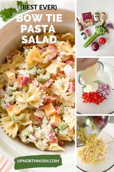 the collage shows different types of pasta and ingredients to make it look like they have been