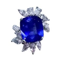 AIG Certified 9.35 Ct Ceylon Cornflower Blue Sapphire Diamonds 18K Gold Ring Cornflower Blue Sapphire, Sparkly Top, Blue Sapphire Diamond, 18k Gold Ring, Cornflower Blue, Sapphire Diamond, Blue Sapphire, Gold Ring, Fashion Rings