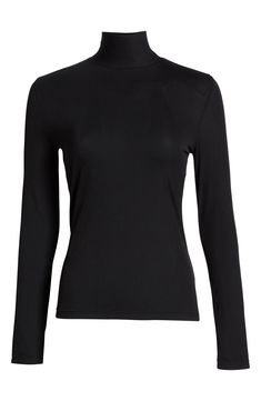 A sleek turtleneck crafted from smooth, lightweight stretch jersey is a wardrobe essential. 24" length (size Small) Slips on over head. Turtleneck. Long sleeves. 88% nylon, 12% spandex. Dry clean. By St. John Collection; imported. Collectors. Fall Mock Neck Top With High Stretch, High Stretch Mock Neck Top For Fall, Elegant High Stretch Mock Neck Top, Workwear Mock Neck Top In Elastane, Fitted Mock Neck Top In Elastane For Fall, Stretch Solid Color Turtleneck, Stretch Solid Color Elastane Turtleneck, Stretch Elastane Turtleneck, Sleek High Neck Turtleneck For Layering