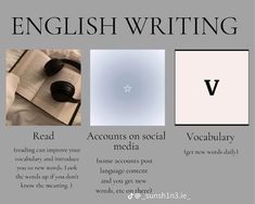 three different types of english writing are shown in this graphic above the image is an open book and two books on top of each other