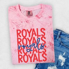 Custom Royals mascot design- whether you are a fan or watching your brother or sister at high school, college, or university. These tees are great gifts for school spirit wear, and teams! You can customize the colors in the personalization section to reflect your school or favorite team. The listing is for one garment. To order... 1. Select the style and size you would like, then the color for the garment. 2. Fill out the personalization section. 3. Then add to cart. To order more than one item Casual Pink Tops With Team Logo, Pink Team Spirit T-shirt With Team Name, Team Spirit Pink T-shirt With Team Name, Varsity Sublimation Short Sleeve Fan Gear, Pink Team Spirit T-shirt For Fans, Pink Team Spirit Tops For Fan Gear, College Team-colored Sublimation Design With Team Logo, Pink Tops Team Spirit Fan Gear, Collegiate Sublimation Design T-shirt For Sports Events