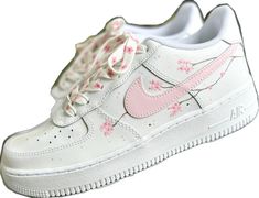 Paint For Shoes, Air Force 1 Sneakers, Pink Cherry Blossom, Custom Air Force 1, Pink Flats, Flat Shoe, Leather Paint, Pink Cherry, Custom Sneakers