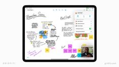 a tablet with writing on the screen and an image of someone's handwritten notes