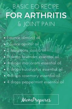 Essential oils are a natural and effective way to deal with symptoms of arthritis, such as pain and swelling. Read on for specific, science-based recipes. Joints Pain Relief, Essential Oils Rosemary