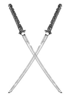 two crossed swords are shown on a white background