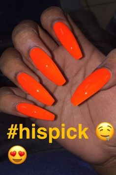 @amourduckie Orange Nails Art, Manicure Gel, I Love Nails, Orange Nails, Cute Acrylic Nails, Nails On Fleek