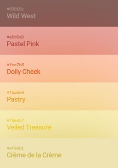 the color scheme for pastel pink is shown in three different colors, including yellow and red