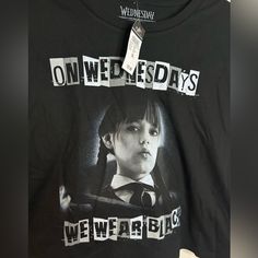 Nwt Wednesday Graphic Tee Size Xl. On Wednesdays We Wear Black. Inv496 Wednesday Graphic, On Wednesday, We Wear, Wearing Black, Black Shirt, Graphic Tees, Womens Tops, Tops & Tees, Women Shopping