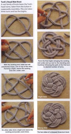 the instructions for making an intricate knot in crochet, with pictures showing how to make