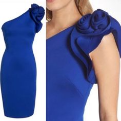 Eliza J Ruffle Scuba Crepe Dress Cobalt Blue Size 4 New With Tags Msrp $148 Bold Color Saturates This Striking One-Shoulder Sheath Made Even More Dramatic With A Flouncy Floral Applique. The Stretch-Knit Scuba Fabric Flatters The Figure For A Curve-Hugging Fit. Side Zip Closure Fully Lined Approx. 40.5" Length Has Stretch Bust 34.5” Waist 27.5” Embellished Cocktail Dress, Cobalt Blue Dress, Scuba Fabric, Midi Shift Dress, Red Cocktail Dress, Eliza J Dresses, Sleeveless Long Dress, Square Neck Dress, Floral Shift Dress