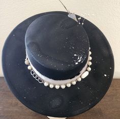 "Handmade Fedora hats with Western style bling. All hats are ONE OF A KIND and made personally by myself. Purposely aged to add lots of character! I enjoy creating unique items for others to enjoy in this mass produced world. Be UNIQUE... stand out in the crowd!  All hats are made to fit differently- this hat measures 22\" with a tie to make adjustments allowing you to tighten the fit." Elegant Flat Brim Hat As Gift, Handmade Adjustable Top Hat As Gift, Elegant Handmade Adjustable Felt Hat, Elegant Handmade Adjustable Top Hat, Handmade Wide Brim Felt Hat For Party, Handmade Flat Brim Mini Hats For Party, Handmade Short Brim Felt Hat For Party, Handmade Felt Hat With Short Brim For Parties, Elegant Handmade Hat, One Size Fits Most