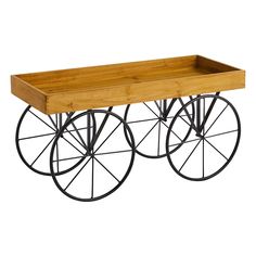 an old fashioned wooden wagon with wheels