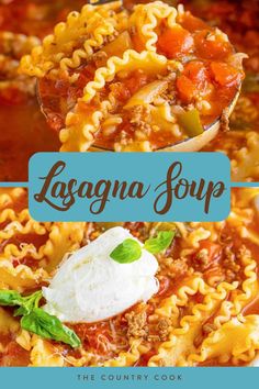 Lasagna Soup is such a warm and comforting soup to make. It takes all your favorite flavors of lasagna and puts them into a simple to make soup! Warming Soups, Easy Lasagna Soup, Easy Soup Recipes Healthy, Soup Video, Chicken Breast Recipes Baked, Comforting Soup, Vegetarian Soup Recipes, Country Cook, Lasagna Soup