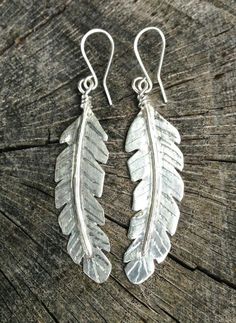 Large Dream Feather Earrings | Etsy Silver Leaf-shaped Handmade Earrings, Handmade Silver Artisan Earrings, Handmade Artisan Silver Earrings, Nickel-free Leaf-shaped Sterling Silver Earrings, Nickel-free Leaf-shaped Sterling Silver Jewelry, Handmade Silver Leaf Jewelry, Silver Hammered Bohemian Earrings, Silver Engraved Brass Earrings, Bohemian Hammered Sterling Silver Earrings