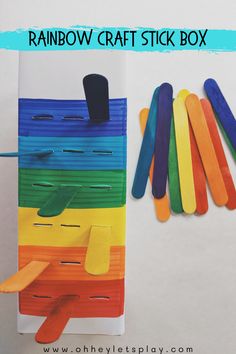 rainbow craft stick box for kids to make