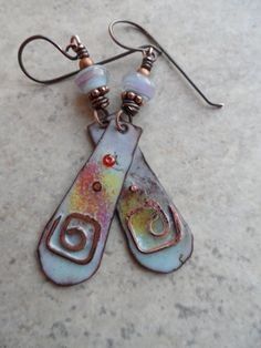 Enameling Ideas, Beachy Earrings, Rustic Earrings, Boho Beachy