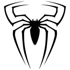 a black and white spider logo on a white background