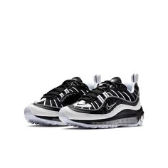 Nike Air Max 98 GS 'Black Silver' Black/White-Reflect Silver BV4872-001 Nike Air Max 98, Air Max 98, Air Max, Nike Air Max, Black Silver, Nike Air, Black White, Nike, Black And White