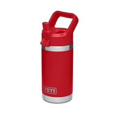 a red yeti water bottle on a white background