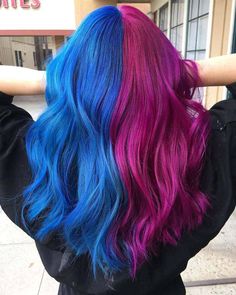 Split Hair Color, Split Dye, Dye Hair, Bright Hair, Short Hair Color