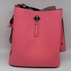 Brand: Kate Spade Style: Large Marti Bucket Bag / Wkru6827 Condition: New With Tag Exterior Color: Bright Blush Interior Features: Center Zipper Compartment Closure: Magnetic Snap; Turn Lock Hardware Color: Gold Straps: One Crossbody/Shoulder Strap (Can Be Extended) Approx. Measurements: 8" L Across Top (Or 9.75" Across Bottom) X 10.75" H X 6" W No Lowball Offers Or Trades Please. Thank You For Looking! Rectangular Pink Bucket Bag For Errands, Pink Rectangular Bucket Bag For Errands, Pink Shoulder Bucket Bag For Shopping, Pink Hobo Shoulder Bag For Errands, Pink Rectangular Bucket Bag With Detachable Strap, Pink Tote Hobo Bag For Errands, Pink Crossbody Shoulder Bag For Errands, Pink Bucket Shoulder Bag With Removable Pouch, Pink Bucket Bag With Removable Pouch For Errands