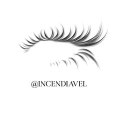 an eye with long eyelashes and the words incendiavel on it's side