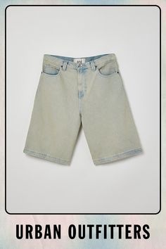 Astro oversized denim shorts by UO's essential BDG label. Longline shorts with a relaxed silhouette. Front & back pockets and a zip fly & button closure. Urban Outfitters exclusive. Features Astro oversized denim jorts from BDG Relaxed and baggy silhouette Zip fly; button closure UO exclusive Content + Care 100% Cotton Machine wash Imported Size + Fit Model is 6'1.5" and wearing size 32 Measurements taken from size 32 Rise: 14" Inseam: 11.5" Leg opening: 12.5" | BDG Astro Oversized Denim Jort in Oversized Denim Shorts, Denim Jorts, Denim Short, Washed Denim, Long A Line, Denim Wash, Fitness Models, Urban Outfitters, Denim Shorts